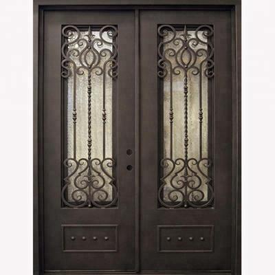 China Easily Assembled Beautiful Hand Wrought Iron Entry Doors Design For Modern Home for sale