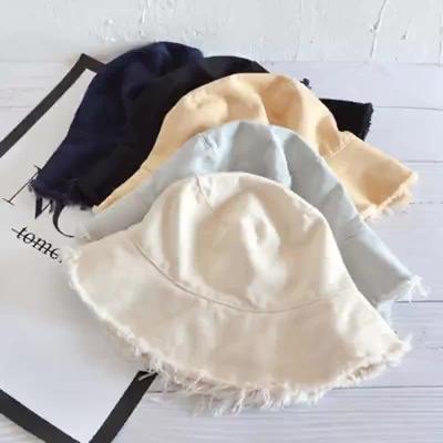 China Wholesale Daily Wear Bucket Hat Japan Sun Protect Women Summer Adult Plain Washed Fringed Empty Bucket Hat for sale