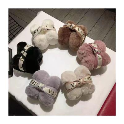 China Wholesale Luxury Soft Feeling Girl Rabbit Fur Ear Muffler Women's Winter Warm Ear Muffs Shape Soft Earflap Ear Cover for sale