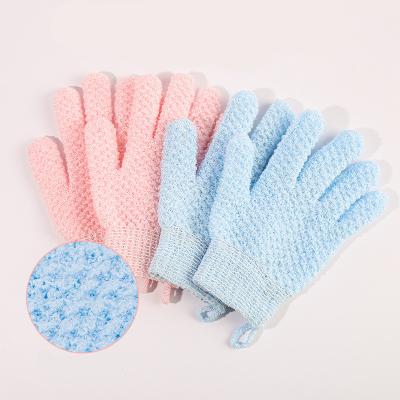 China All Natural Custom Body Scrubber Nylon Shower Gloves Five Fingers Exfoliating Gloves Bath Glove for sale