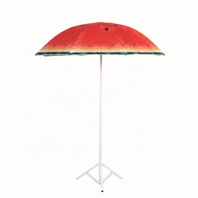 China Customized Traditional 1.7T Digital Watermelon Printing Sliver Coating Beach Umbrella With Steel Tilt For Outdoor for sale