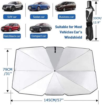 China Hot Selling Custom Car Sunshade Folding Traditional Summer Manual Windshield Window Sunshade Car Retractable Umbrella for sale