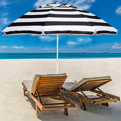 China High Quality Traditional UPF50+ 120G Polyester Stripe Pattern Beach Umbrella With Carry Bag for sale