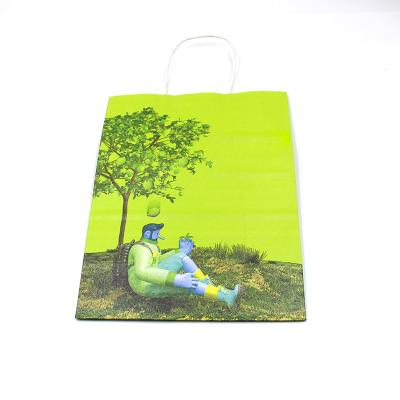 China Recycled Materials Wholesale Custom Printing Kraft Paper Square Gift Bottom Paper Bags With Handles for sale