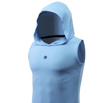 China Breathable Mens Hoodies Tank Top Gym Sleeveless Sports Vest Sports Tank Top Slim Fit Vest With Hood for sale