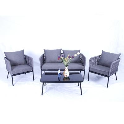 China Modern all steel sofa set wholesale rope chair with coffee table backyard furniture for sale for sale