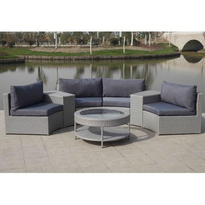 China Traditional outdoor patio 4 seater sofa set with aluminum wicker coffee table leisure sofa set for sale