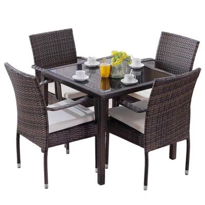 China New Design Modern Simple Dining Table Set All Aluminum Wicker Patio Dining Set for sale