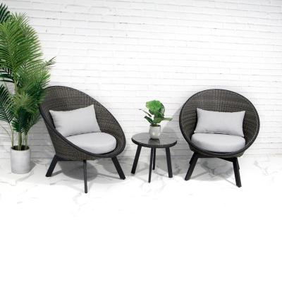 China All weather; 3 Piece Bistro Outdoor UV Set Rattan Protection Wicker Chair With Table Patio Chair Set for sale