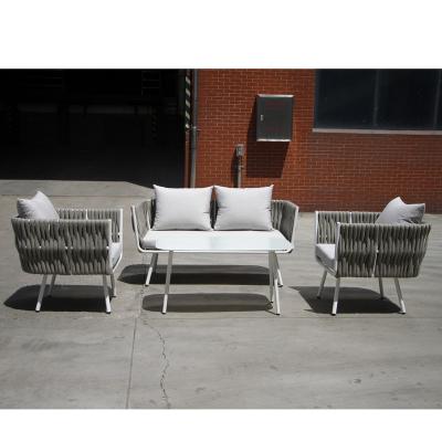 China New design traditional outdoor all-aluminum webbing four-piece wicker sofa set for sale for sale