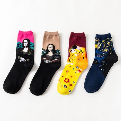 China New Viable Cotton Cute Unisex Oil Painting Socks Personality Tube Socks for sale