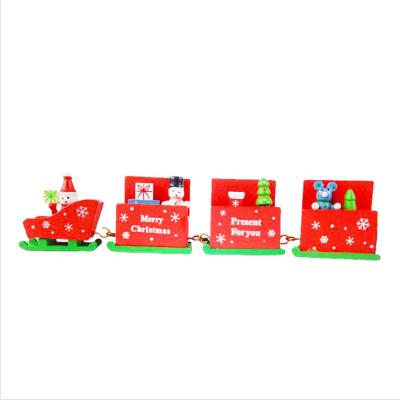 China Christmas sleigh desktop children's gifts decorations old wooden trains high-grade wooden products for sale