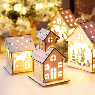 China Wooden Christmas Tree Decorations Christmas Decorations Decorated Houses With Lights Christmas Tree Pendants Gifts for sale