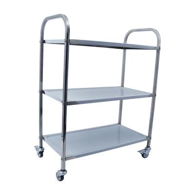 China Stainless Steel Dining Mobile Serving Trolley Easy Mobile Three-Layers Dining Trolley for sale