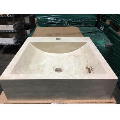 China Modern Vessel Sink Travertine Vessel Sink Natural Stone Bathroom Vanity Sink for sale