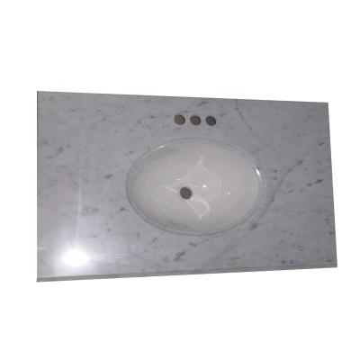 China Modern Popular White Carrara Vanity Marble Top With Ceramic Sink For Bathroom for sale