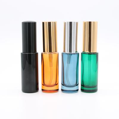 China Luxury Luxury Cosmetics Packaging Round 15ml Upright Portable Perfume Bottle Essential Oil Lotion Serum With Pump Sprayer for sale