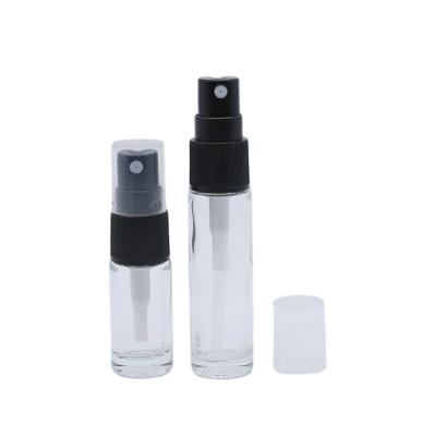 China Mini Mini 5ml 10ml Empty Round Clear Glass Perfume Spray Refillable Bottle With Atomizer for sale