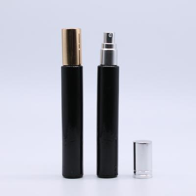 China Portable Empty Long Thin Rolling 10ml Black Pearl Bottle Recyclable Essential Oil Glass Roll On Bottle Perfume Spray Bottle for sale