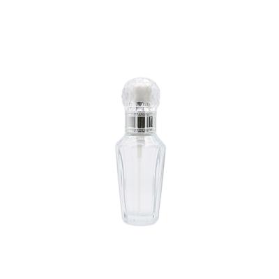 China Luxury Wholesale Cosmetic 60ml Empty Base Lotion Cosmetic Packaging Clear Glass Bottle With Silver Pump Cap for sale