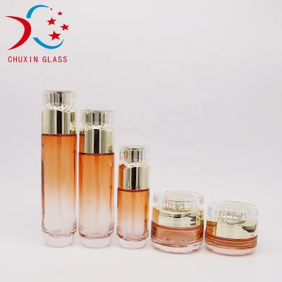 China European Best Selling Cosmetic Cream Jar Quality Essence Toner Face Cream Cleansing Glass Bottle 30ml 40ml 50ml 100ml 120ml for sale