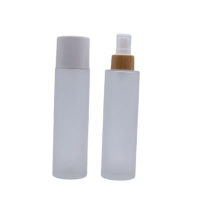 China 150ml 5oz Luxury Top Grade Straight Round Glass Bottles Essential Oil Toner Lotion Emulsion Clear Frosted Empty Essence Bottle for sale