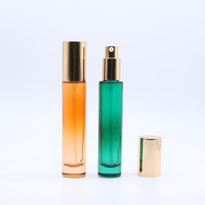 China Luxury Empty Straight Round 30ml Glass Cosmetic Packaging Bottles For Essence Serum Essential Oil With Pump for sale