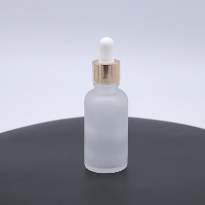 China Cosmetic the tube bottle 30ml dropper essence bamboo clear frosted frosted glass bottle for sale