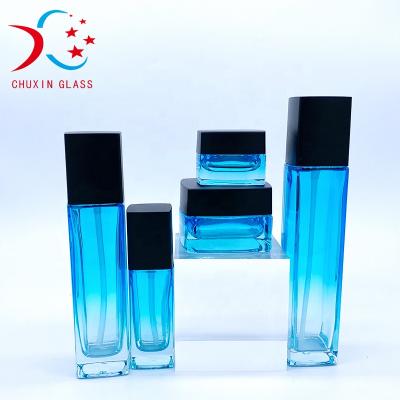 China 30ml 40ml 50ml 100ml 120ml Cheap Cosmetic Blue Glass Jar Cosmetic Cream Frosted Jars for sale