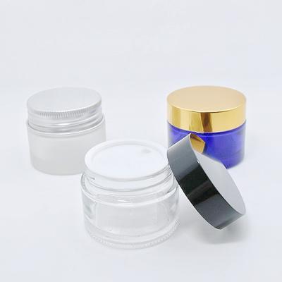 China Cosmetic Cosmetics Glass Cream Jar 50ml Transparent Glass Cream Jar for sale