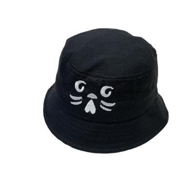 China Canvas Children's Hat Embroidery Cartoon Cat Fisherman Hat Yang Logo Personality Style Solid Color Hot Dobby Fashion Cotton And Ba for sale