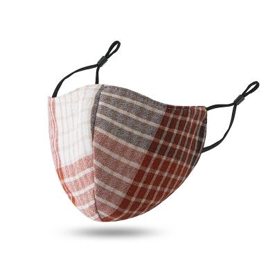 China Ear-loop mask border adjustable variety of color of foreign trade men's and women's cotton polyester dust-proof plaid breathable mask for sale