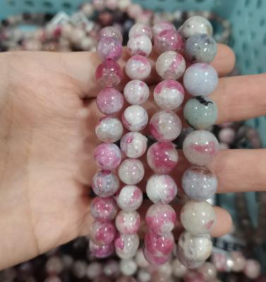 China Wholesale High Quality Romantic Plum Blossom Tourmaline Bracelet Round Beads Stretch Bracelet For Gift for sale