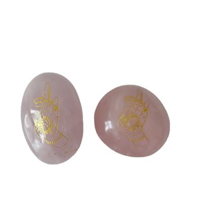 China China Wholesale Natural High Quality Rose Quartz Healing Polished Palm With Pattern For Sale for sale