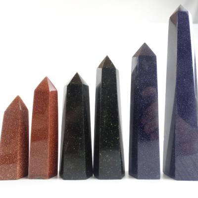 China Wholesale Cheap Natural Blue High Quality Stones Natural Blue Green Gold China Purple Purple Wand Crystal Wand Points Healing for sale