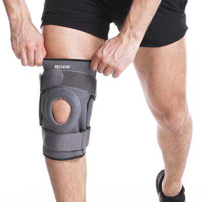 China Hinged Adjustable And Heavy Support Neoprene Knee Brace With Silicone Pad Adjustable Knee Brace Strap for sale