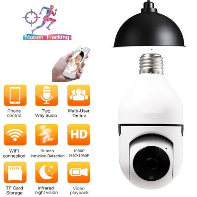 China NIGHT VISION Wifi 1080P 360 Degree HD AI Security CCTV Bulb Light Human Auto Full View Lamp Rotate PTZ IP Dome Camera for sale