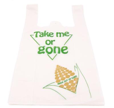 China BIODEGRADABLE Cornstarch Based 100% Biodegradable Compostable T Shirt Plastic Bag Custom Logo Printed for sale