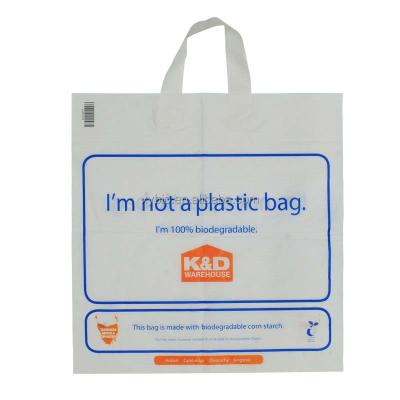 China BIODEGRADABLE Cornstarch Made Loop Handle Biodegradable&Compostable Soft Plastic Bag for sale