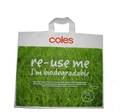 China BIODEGRADABLE custom wholesale soft loop plastic handle bag 100% biodegradabe for sale