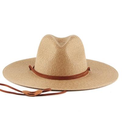 China Natural Wide Brim Beach Straw Cap Outdoor Travel Anti Sunhat Sombrero De Copa UV Panama Summer Vacation Straw Hat Character Grass for sale