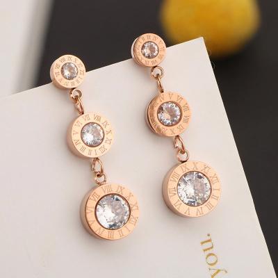 China Steel Diamond Earrings Latest High Quality Designer Earings Collection Luxury Designer Jewelry Rhinestone Stainless Catalog for sale