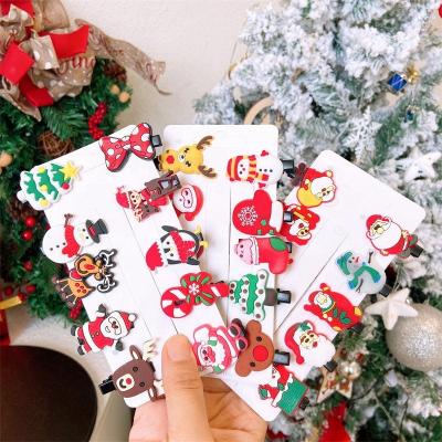 China 10pcs/Set Christmas Sweet Hair Clip Set Cute Santa Claus Cartoon Hairgrips Set Kids Hair Accessories Children Christmas Festival Gift for sale