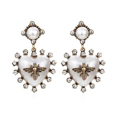 China C CLASSIC G L F-D Catalog Earings Designer Jewelry Correct LOGO Stainless Steel Bee Rhinestone Luxury Pearl Earrings for sale