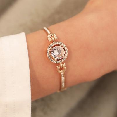 China Fashion Bracelet Pulsera Para Mujeres Chain Link Bracelets Women Crystal Diamond Bangle Gold Plated Rhinestone Low Price High Quality for sale