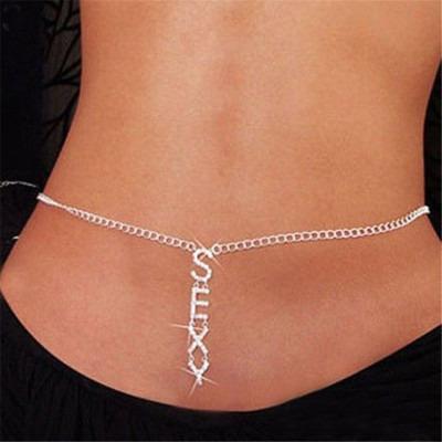 China Wholesale High Quality Sexy Crystal Rhinestone Heart Butterfly Waist Chain Belly Bead Waist Chain Summer Stainless Steel Bikini Body Jewelry for sale