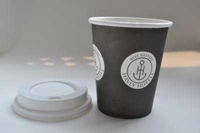 China Single Wall Paper Coffee Cups , Black Disposable Juice Cups With Lids for sale