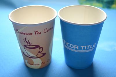 China Custom Logo Printed Disposable Single Wall PE Paper Coffee Cup with plastic lids for sale