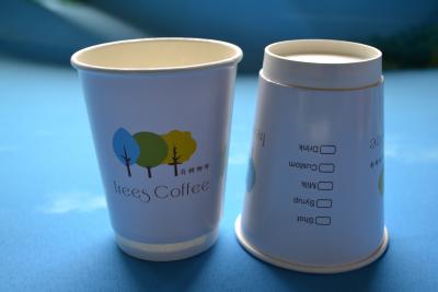 China Kraft Coffee Disposable Double Wall Paper Cups With Ps Lids SGS Approval for sale