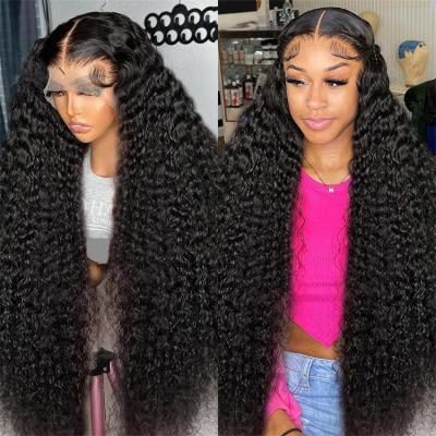 China Ear to ear 13 inches wide lace & 4 Combs to Hd Firm Raw Indian Hair Lace Frontal Wig, Cuticle Aligned Transparent Lace Front Wigs, Burmese Curly Hair Hd Wigs for Black Women for sale